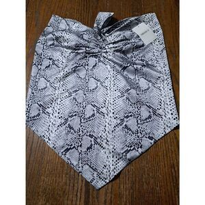 New Medium Forever21 Woven Snakeskin Print Open Back Hankerchief Shirt Top NWT